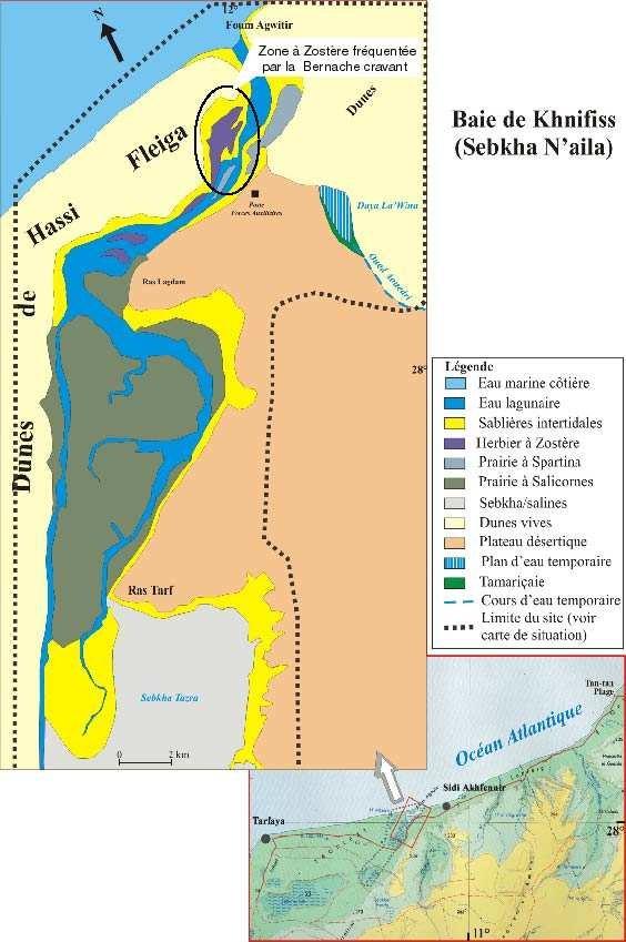 Carte des habitats de la lagune de khnifiss dapres a qninba